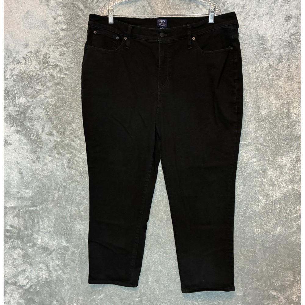 J.Crew Women Essential Straight Jean 35 Classic Black All Day Stretch Minimalist